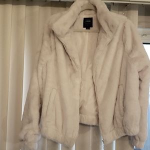 Beige faux womens coat